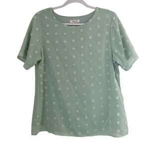 Blooming Jelly Blouse Teal Mint Green Pom Top Womens Size Medium